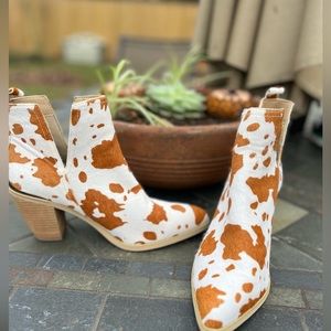 Cow Print Booties
